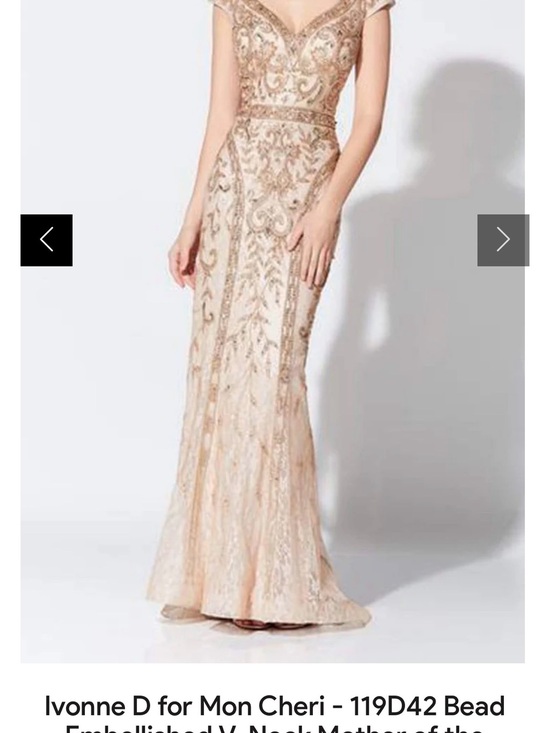 Ivonne D Dresses & Skirts - Ivonne D by Mon Cheri Beaded Champagne Evening Gown